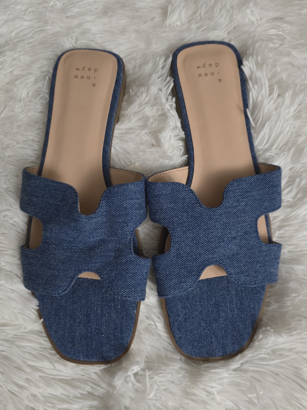 a new day Denim Cutout Slide Sandals - Blue